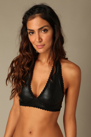 Faux Leather Halter Bralette
