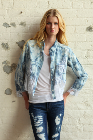 We The Free Chambray & Lace Shirt