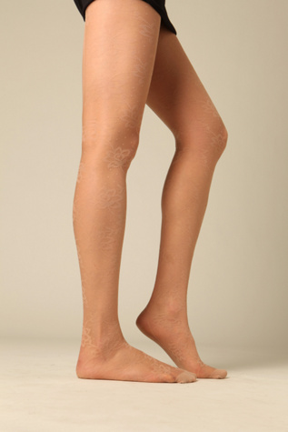 Nude Floral Back Seam Tights by Emilio Cavallini