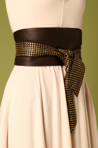 Leather Studded Sash Belt