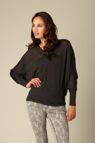 Sheer V-Neck Dolman Top
