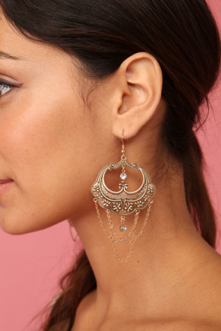 Gold Fan With Chain Earrings from freepeople.com