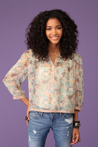 Sheer Floral Print Top