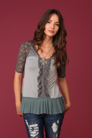 Lace Ruffle Bottom Top