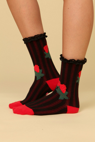 Pinstripe Roses Sock