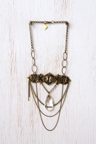 Vintage Lock & Crystal One Of A Kind Necklace