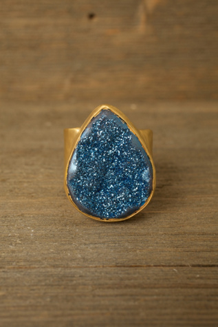 Fallen Teardrop Druzy Ring
