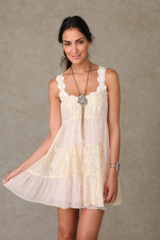 Chiffon and Lace Tiered Slip at Free People Clothing Boutique from freepeople.com