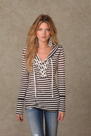 We the Free Long Sleeve Stripe Hoodie
