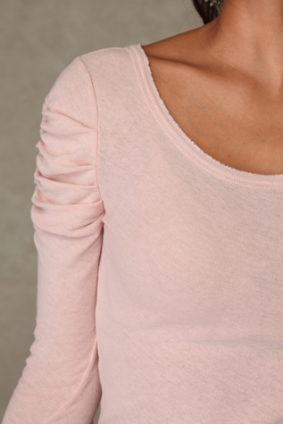 We the Free Solid Puff Sleeve Long Sleeve Top
