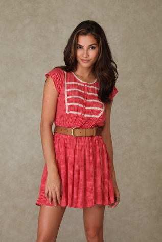 Short Sleeve Dotted Rayon Dress