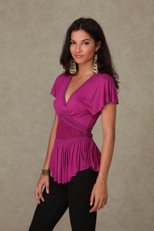 Short Sleeve Corset Deep V Top
