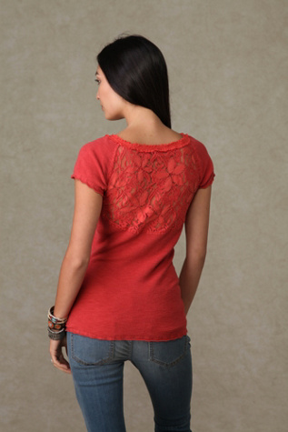 We the Free Short Sleeve Lace Back Sweater