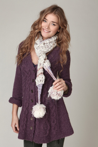 Skinny Crochet Pom Pom Scarf