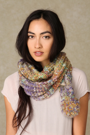 Swirly Stripe Pom Pom Scarf
