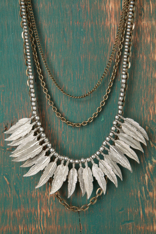Chain & Feather Bib Necklace
