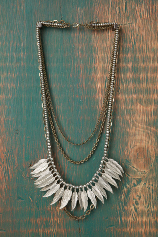 Chain & Feather Bib Necklace