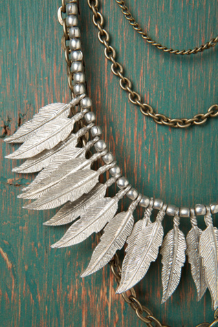 Chain & Feather Bib Necklace