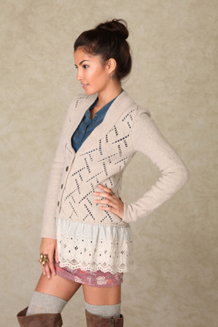 Eyelet Ruffle Cardigan