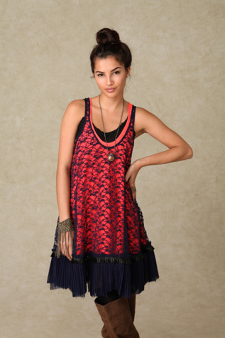 FP-1 Lacey Ribbon Trapeze Dress