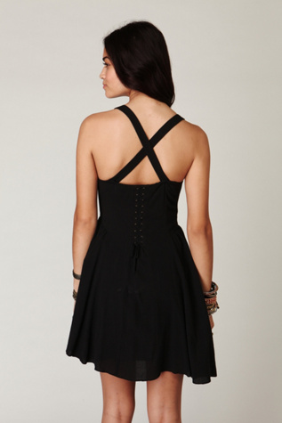 Lace Up Solid Corset Dress
