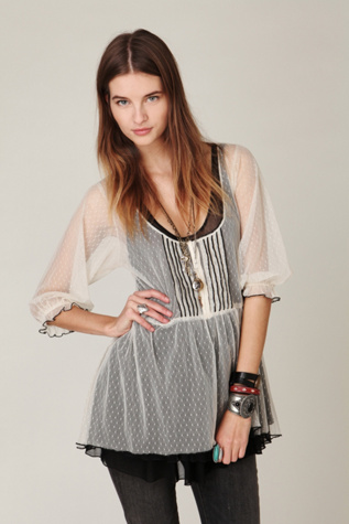 FP-1 Tuxedo Dot Mesh Tunic