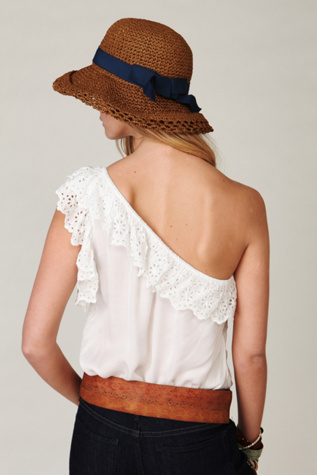 Ruffled Eyelet One Shoulder