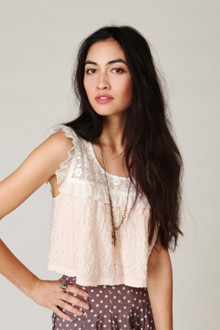 Crepe Lace Crop Tee