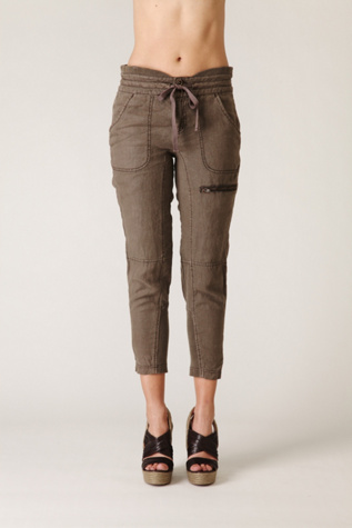 Linen With Rib Knit Pant