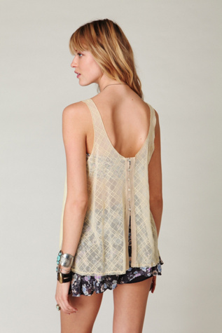 Mesh Back Button Tank