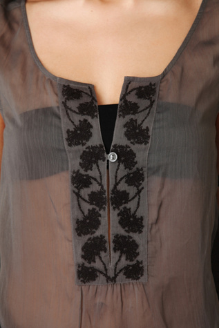 Sleeveless Sheer Embroidered Top