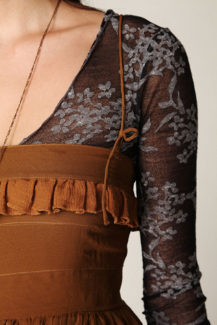 Babel Solid Silk Ruffle Dress