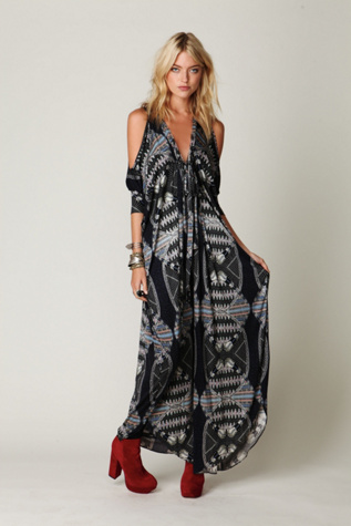 Printed Open Shoulder Kaftan