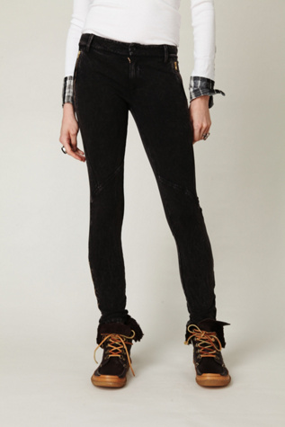 Seamed Knit Skinny Pants with Side Zippers
