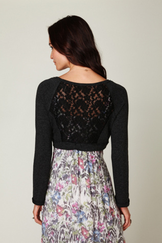Cropped Lace Inset Pullover