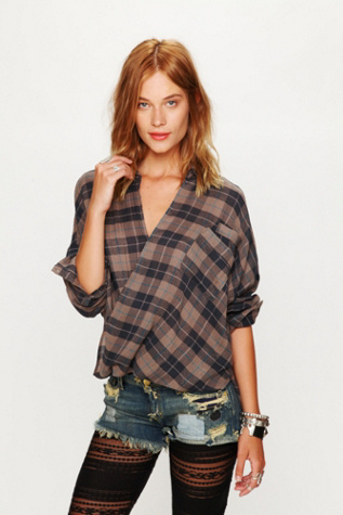 Plaid Wrap Top