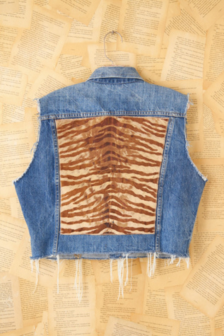 Vintage Printed Zebra Denim Vest