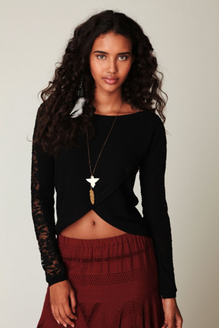 Open Lace Sleeve Top