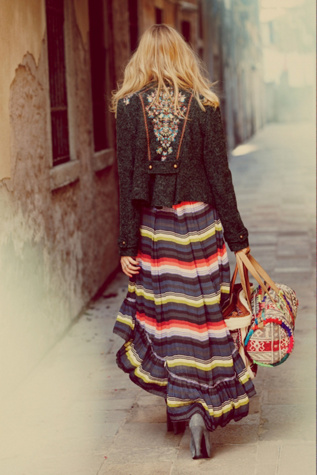 Crinkle Pleated Hi-Low Skirt