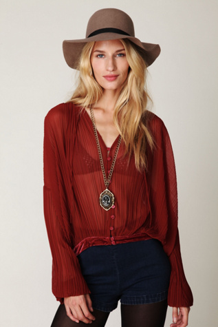 Sheer Velvet Pleated Top
