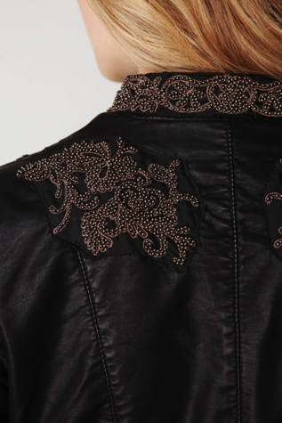 Embellished Vegan Leather Jacket