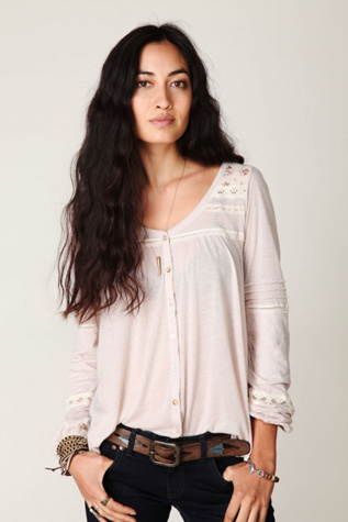 Lace Trim Antique Long Sleeve Top