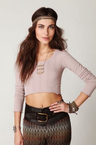 Shimmer Pointelle Seamless Crop Top