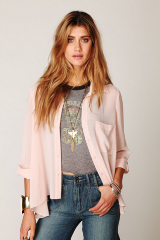 Sheer Buttondown Tab Shirt