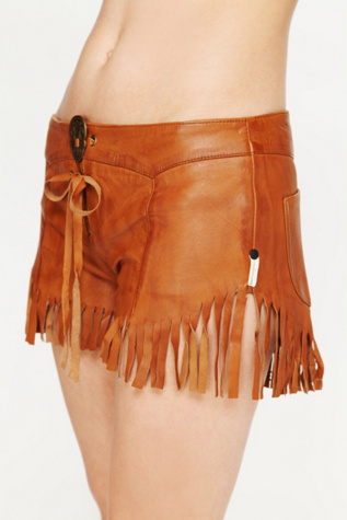 Leather Fringed Shorts