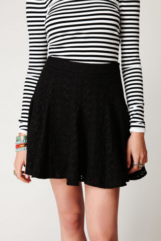 Eyelet Godet Mini Skirt