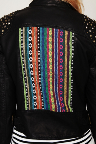 Embellished Vegan Leather Motorcycle Jacket