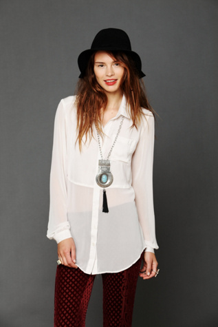 Free People Sheer Buttondown Tunic