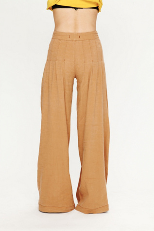 High Waist Linen Pleated