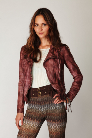 Vintage Wine Leather Biker Jacket